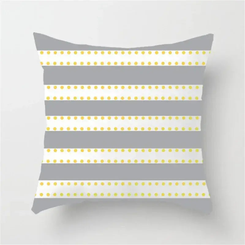 Modern yellow and gray geometric stripe pillowcase living room decor
