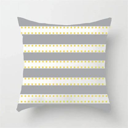 Modern yellow and gray geometric stripe pillowcase living room decor