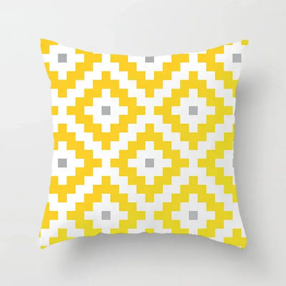 Modern yellow and gray geometric stripe pillowcase living room decor