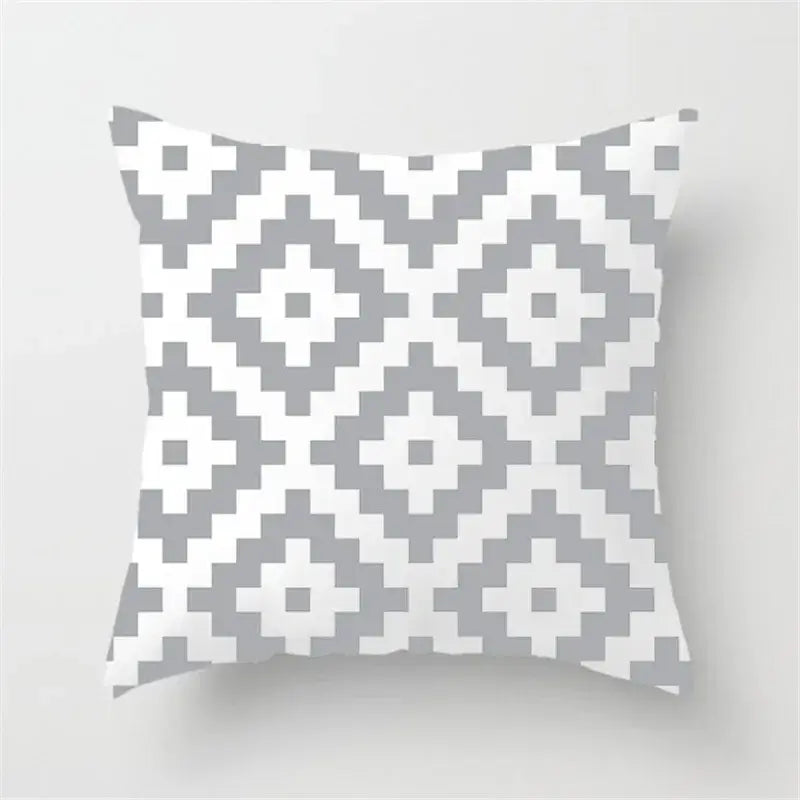 Modern yellow and gray geometric stripe pillowcase living room decor