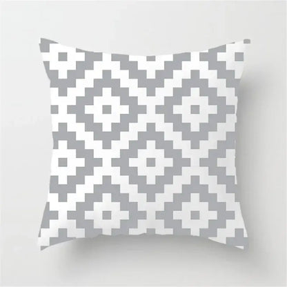 Modern yellow and gray geometric stripe pillowcase living room decor