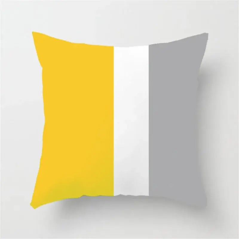 Modern yellow and gray geometric stripe pillowcase living room decor