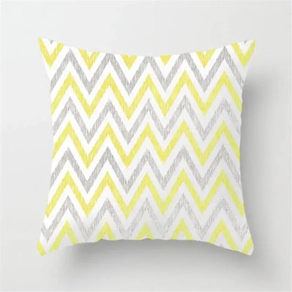 Modern yellow and gray geometric stripe pillowcase living room decor