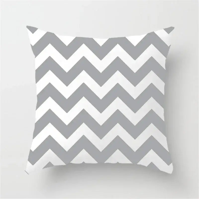 Modern yellow and gray geometric stripe pillowcase living room decor