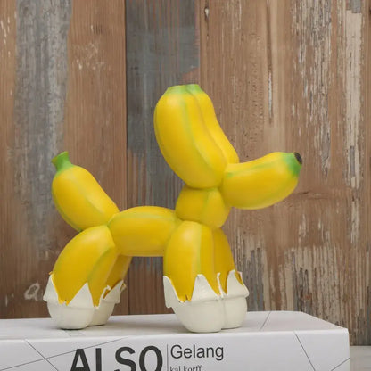Modern yellow banana balloon dog sculpture living room pop art decor