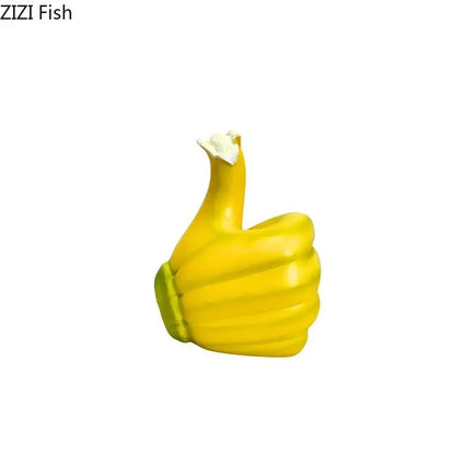 Modern yellow banana fist resin statue bedroom desk ornament