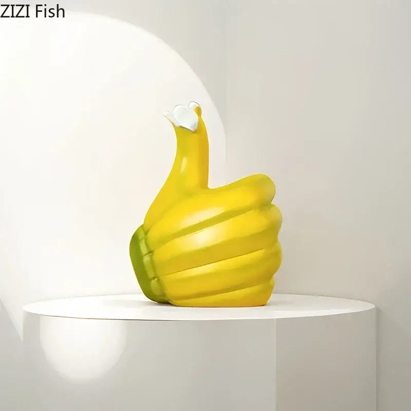 Modern yellow banana fist resin statue bedroom desk ornament