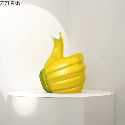 Modern yellow banana fist resin statue bedroom desk ornament