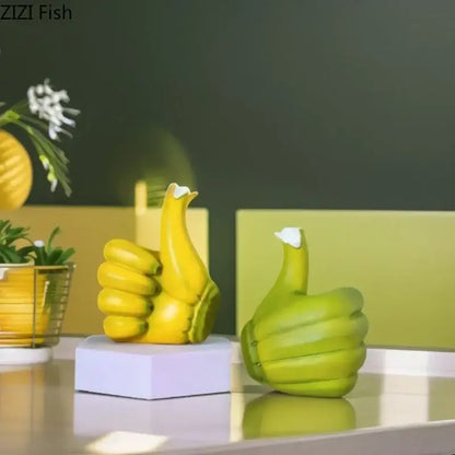 Modern yellow banana fist resin statue bedroom desk ornament