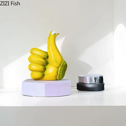 Modern yellow banana fist resin statue bedroom desk ornament