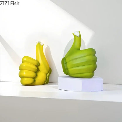 Modern yellow banana fist resin statue bedroom desk ornament