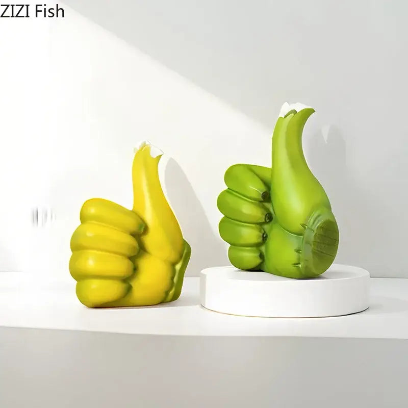 Modern yellow banana fist resin statue bedroom desk ornament