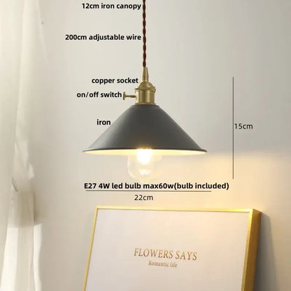 Modern yellow iron lampshade led pendant light kitchen hanging lamp