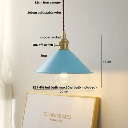 Modern yellow iron lampshade led pendant light kitchen hanging lamp