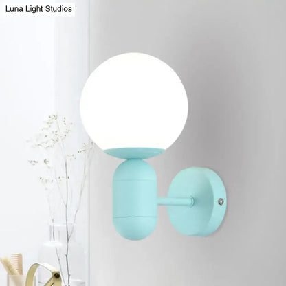 Modern yellow metal fixture wall lamp – kitchen frosted orb shade