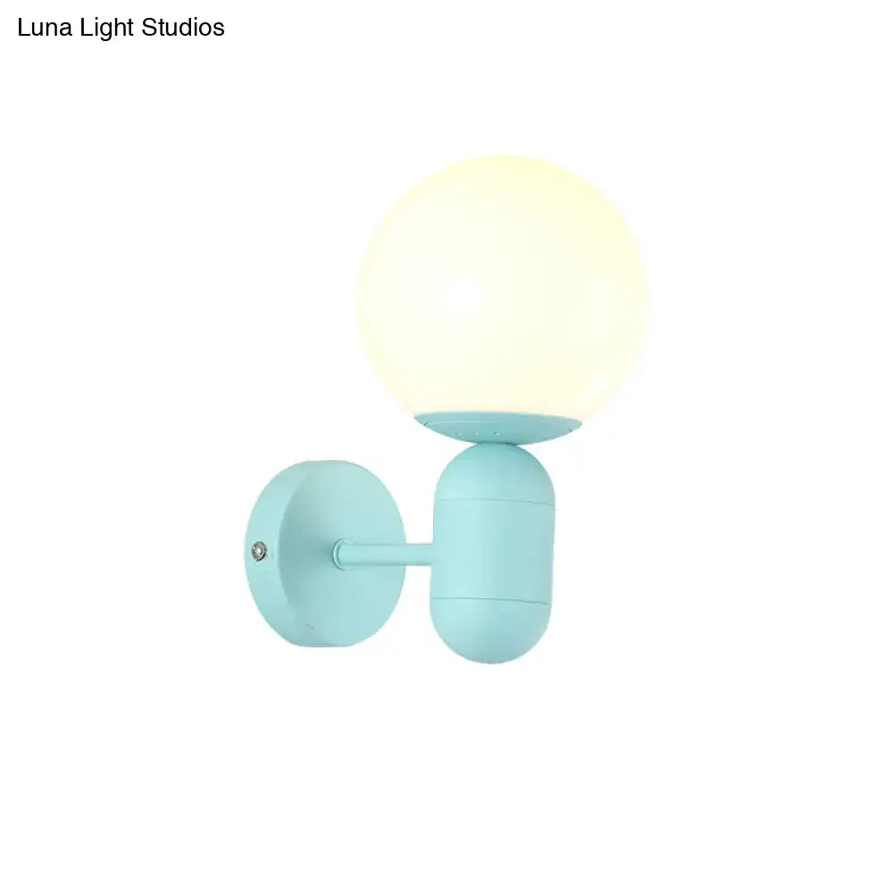 Modern yellow metal fixture wall lamp – kitchen frosted orb shade