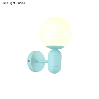 Modern yellow metal fixture wall lamp – kitchen frosted orb shade