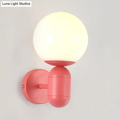 Modern yellow metal fixture wall lamp – kitchen frosted orb shade