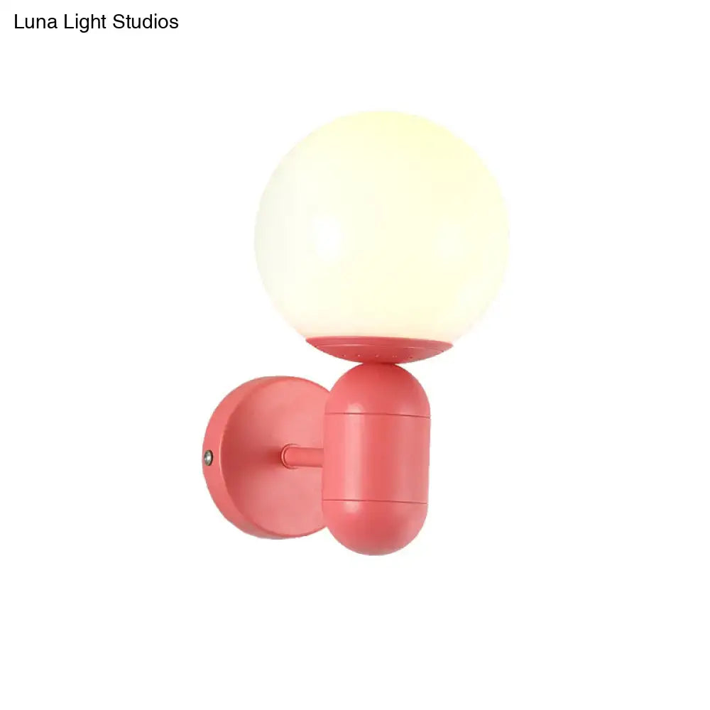Modern yellow metal fixture wall lamp – kitchen frosted orb shade