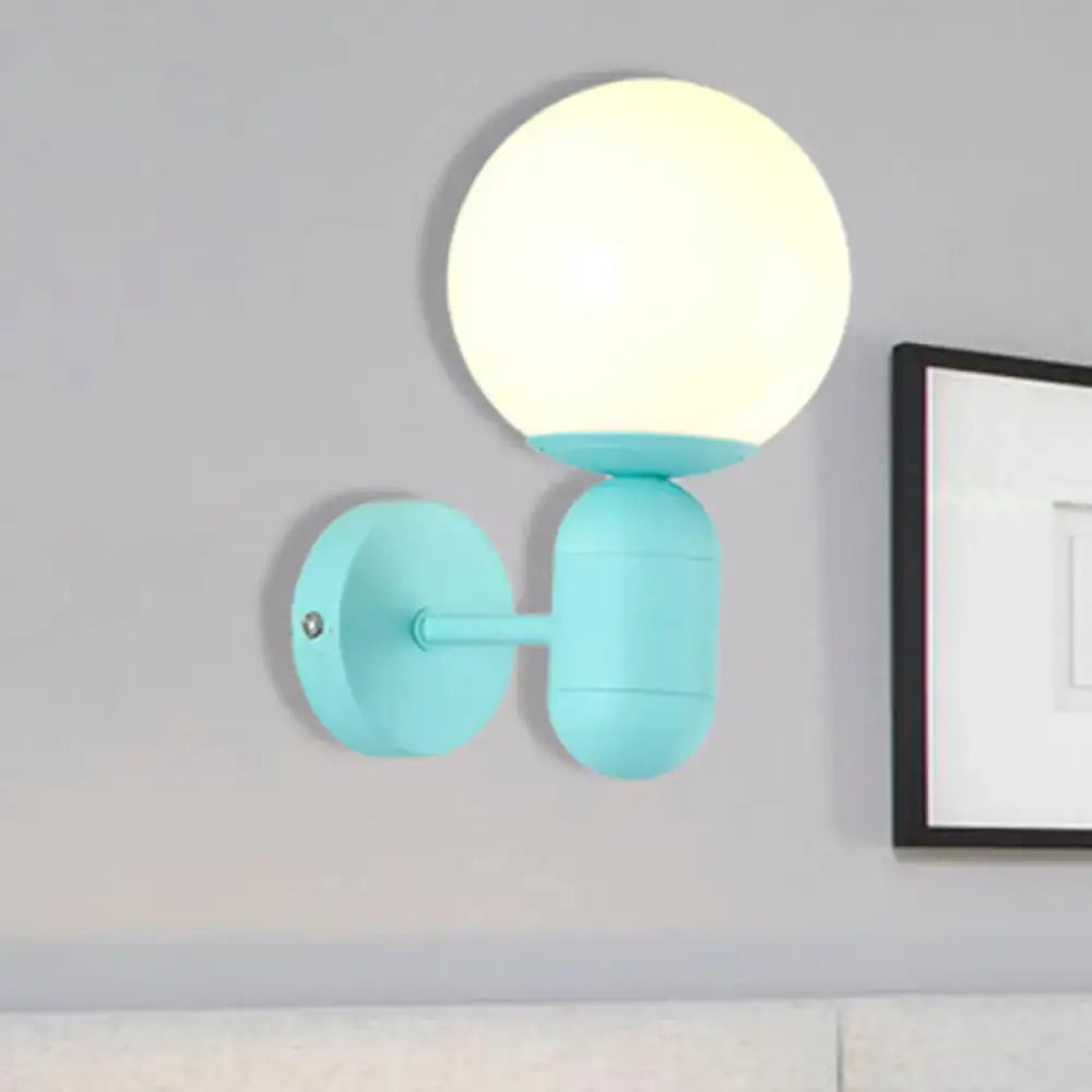 Modern yellow metal fixture wall lamp – kitchen frosted orb shade
