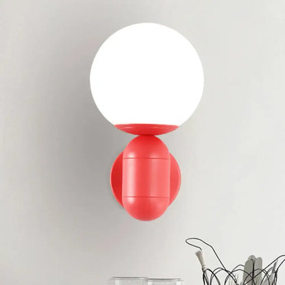 Modern yellow metal fixture wall lamp – kitchen frosted orb shade