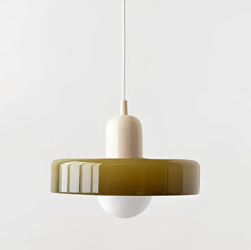 Modern yellow & olive green glass chandelier pendant light bedroom