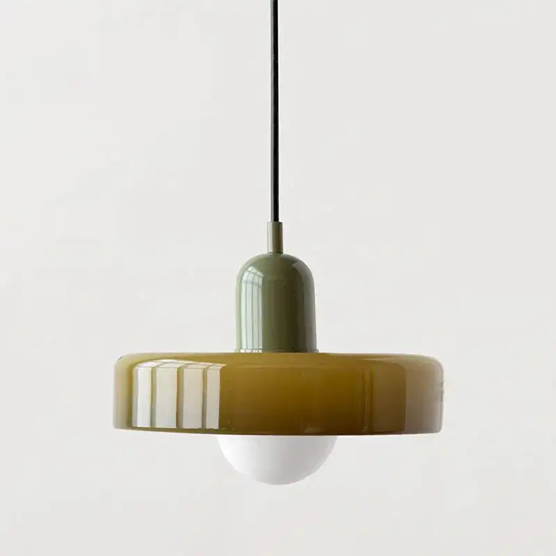 Modern yellow & olive green glass chandelier pendant light bedroom