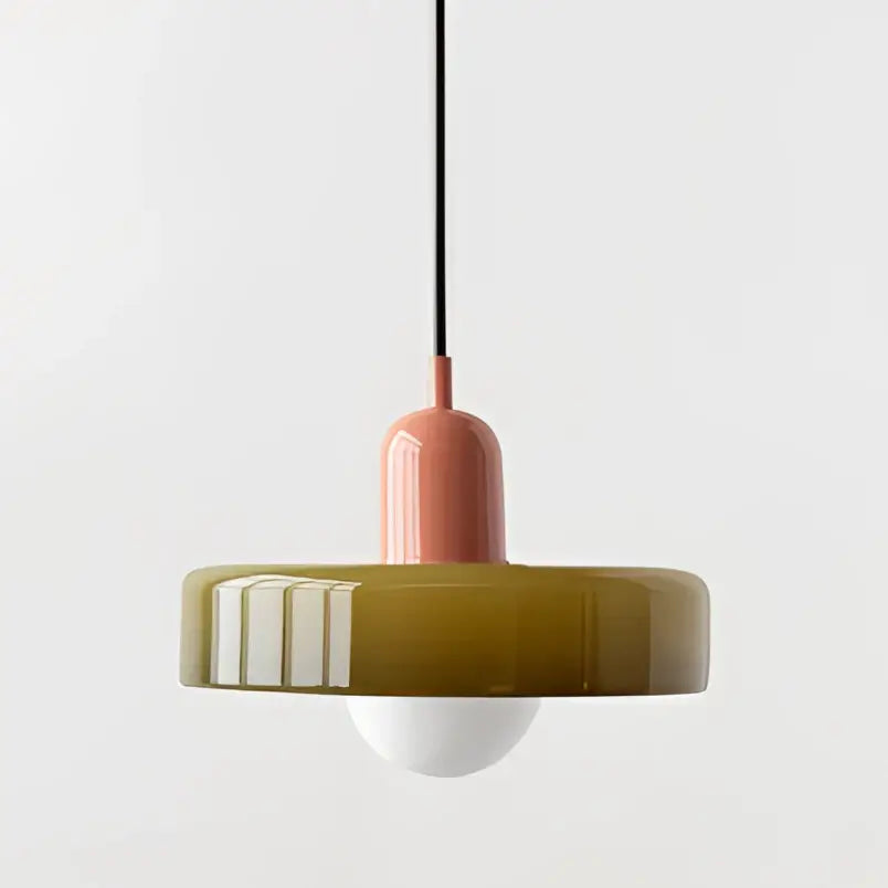 Modern yellow & olive green glass chandelier pendant light bedroom