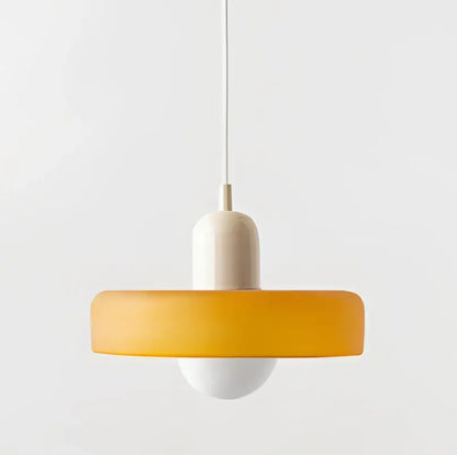 Modern yellow & olive green glass chandelier pendant light bedroom