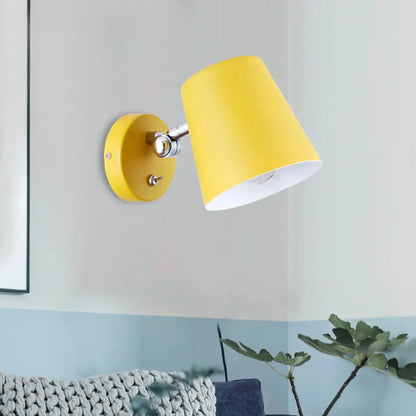 DecorBites™ Modern Yellow Sconce Light Fixture with Conical Metal Shade for Bedroom Wall