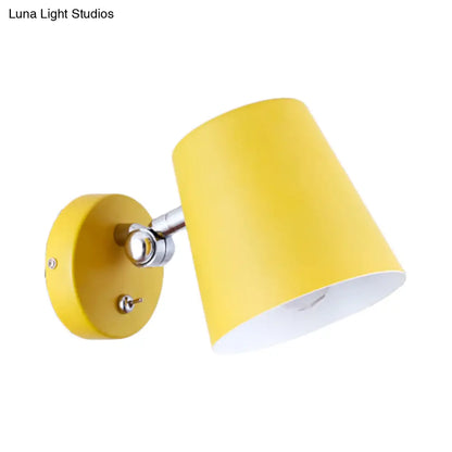DecorBites™ Modern Yellow Sconce Light Fixture with Conical Metal Shade for Bedroom Wall