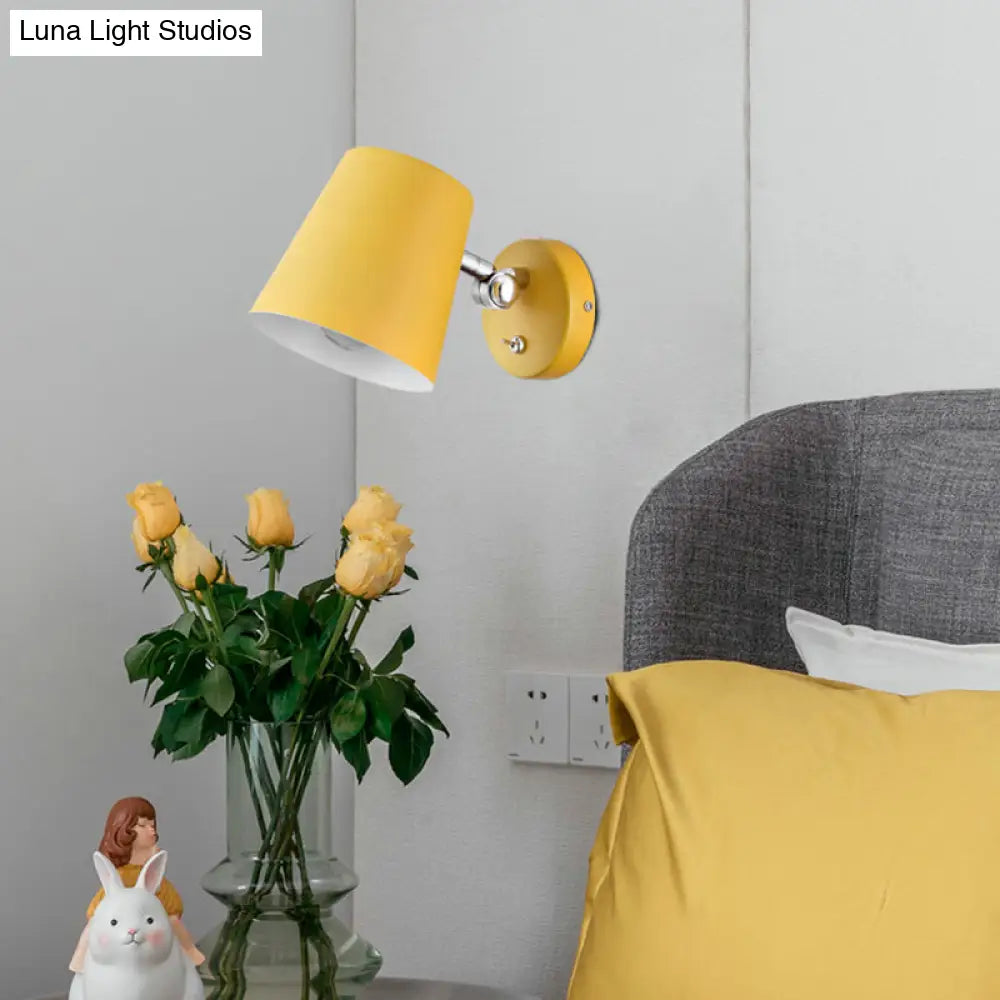 DecorBites™ Modern Yellow Sconce Light Fixture with Conical Metal Shade for Bedroom Wall