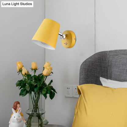 DecorBites™ Modern Yellow Sconce Light Fixture with Conical Metal Shade for Bedroom Wall