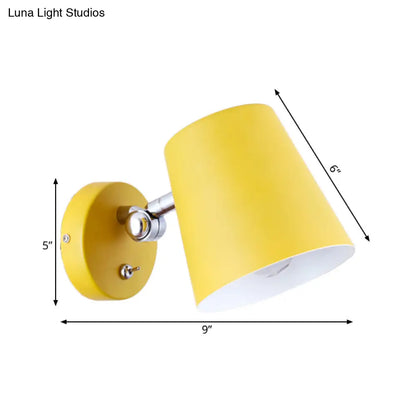 DecorBites™ Modern Yellow Sconce Light Fixture with Conical Metal Shade for Bedroom Wall
