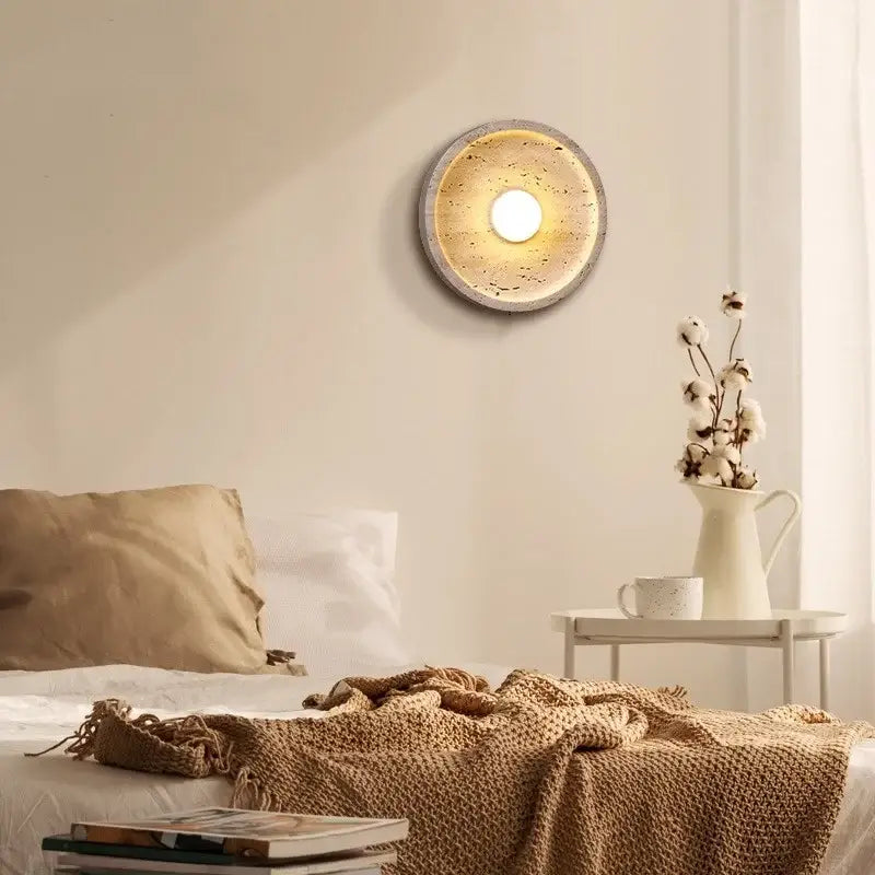 Modern yellow stone led wall lamp bedroom concrete light