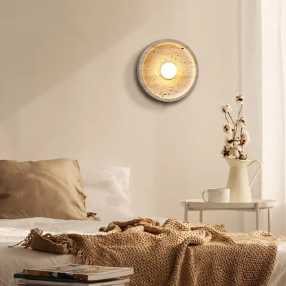 Modern yellow stone led wall lamp bedroom concrete light