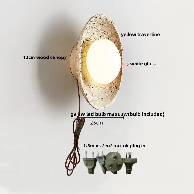 Modern yellow stone led wall lamp bedroom concrete light