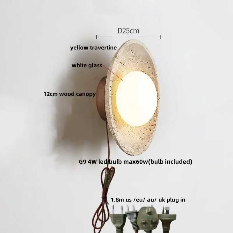 Modern yellow stone led wall lamp bedroom concrete light