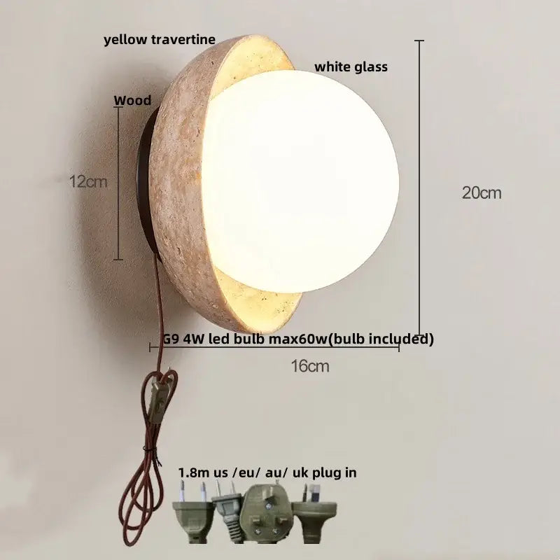 Modern yellow stone led wall lamp bedroom concrete light