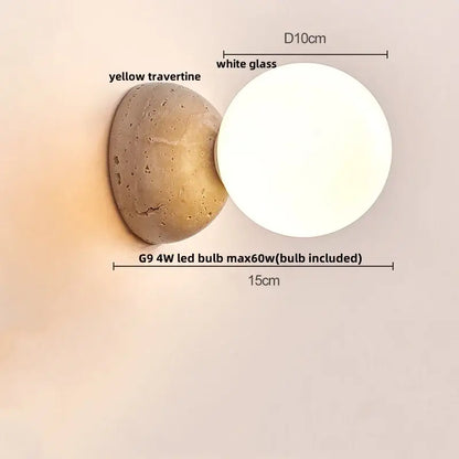 Modern yellow stone led wall lamp bedroom concrete light