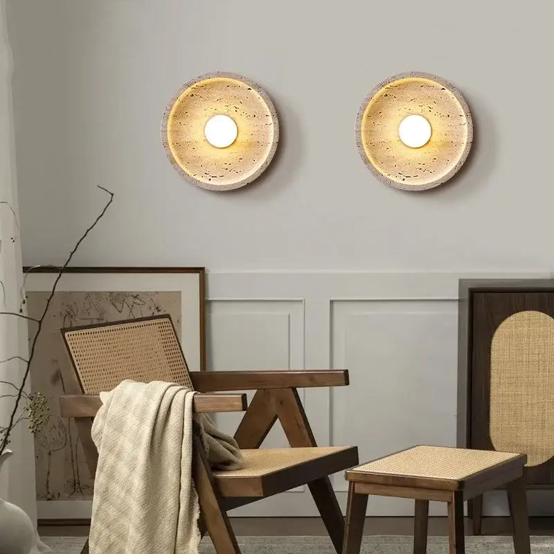 Modern yellow stone led wall lamp bedroom concrete light