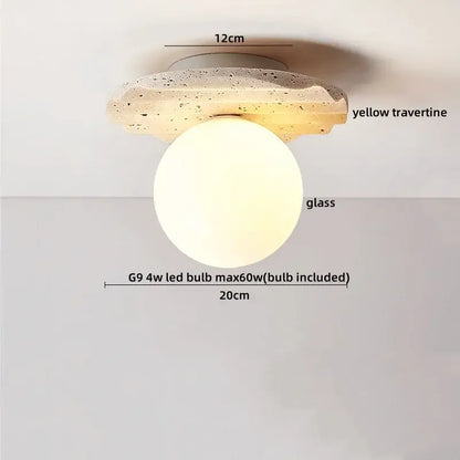 Modern yellow travertine led ceiling light for bedroom decor