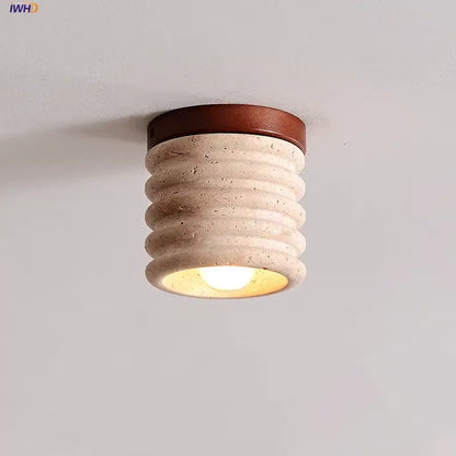 Modern yellow travertine led ceiling light for bedroom decor