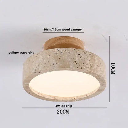Modern yellow travertine led ceiling light for bedroom decor
