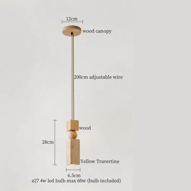 Modern yellow travertine led pendant lights for kitchen island