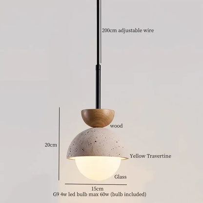 Modern yellow travertine led pendant lights for kitchen island