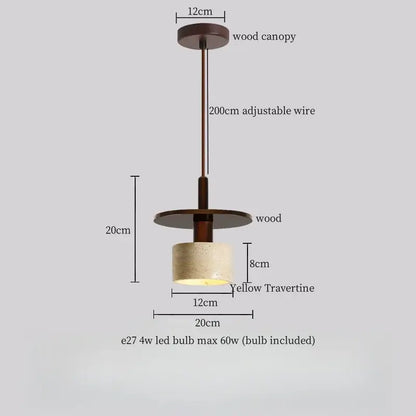 Modern yellow travertine led pendant lights for kitchen island