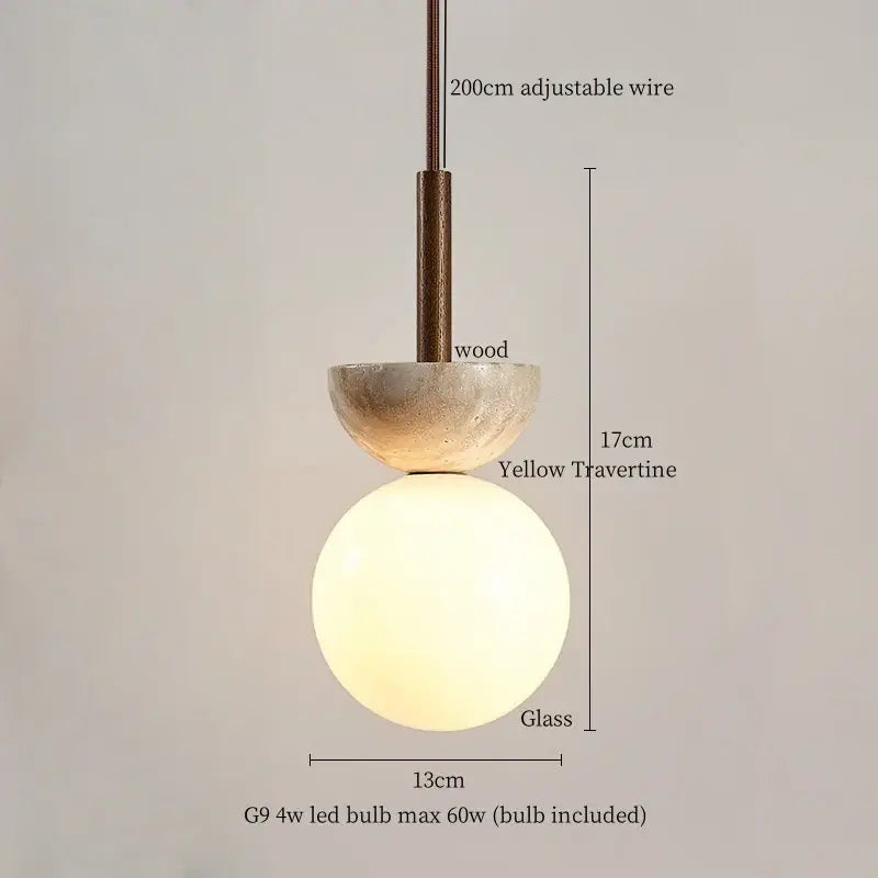 Modern yellow travertine led pendant lights for kitchen island