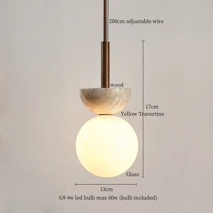 Modern yellow travertine led pendant lights for kitchen island