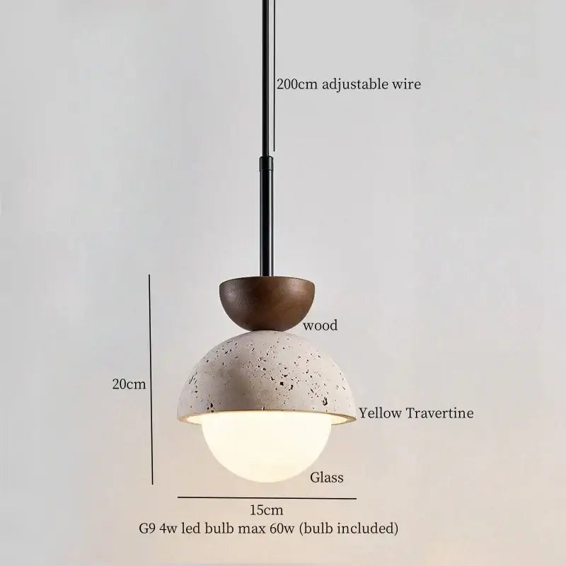 Modern yellow travertine led pendant lights for kitchen island